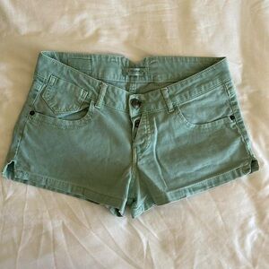 Pull&Bear micro denim short in pale green western detail